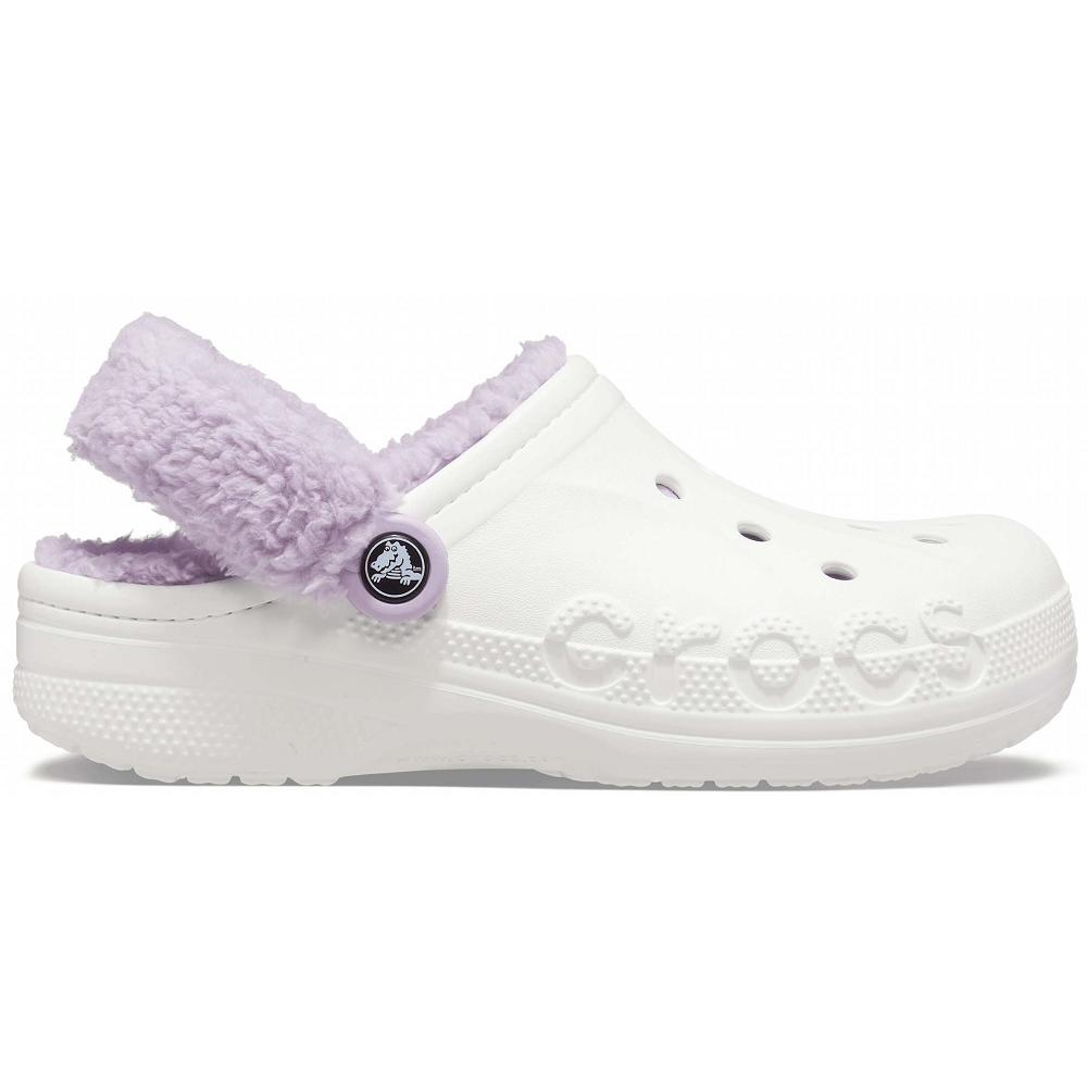 Sabots Crocs Baya Doublée Fuzz-Brides Homme Blanche | France 0715DFMN
